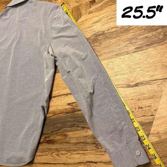 Lululemon Commission Shirt Mens M Gray Stretch Travel Button Down Hidden Pocket - Picture 10 of 12